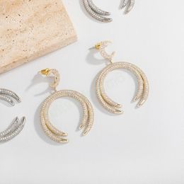 Fashion Zircon Hop Hip Creativity Women Dangle Earrings Geometric Moon Earrings For Women Man Jewelry