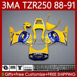 Bodys Kit For YAMAHA TZR-250 TZR 250 TZR250 R RS RR 88-91 Bodywork 115No.7 YPVS 3MA TZR250R 88 89 90 91 Blue CAMEL TZR250-R TZR250RR 1988 1989 1990 1991 MOTO Fairings