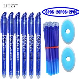 28PcsLot Erasable Pen Set Washable Handle Blue Black Ink Writing Gel Pens for School Office Stationery Supplies Exam Spare 220714