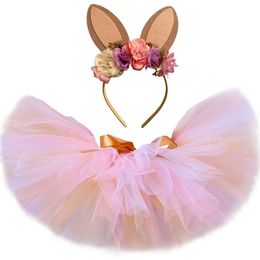 Tjejer kanin tutu kjol outfit halloween party påsk kanin kostym baby flicka set söta fluffiga tulle kjolar för barn 0-14y 220326