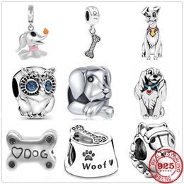 925 Sterling Silver Dangle Charm Horse Bone dog cat Beads Bead Fit Pandora Charms Bracelet DIY Jewelry Accessories