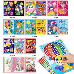 DIY Colourful Dot Mosaic Puzzle Stickers Cartoon Animal Primary Learning Creative Educational Toys For Children Kids Games Gift 220716