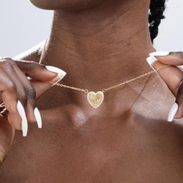 Pendant Necklaces Initial Letter Necklace For Women Zircon Heart Love Alphabet Name Choker Jewelry Gift BFF Bijoux FemmePendant