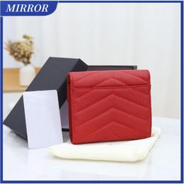 MIRROR Luxury Bag High Quality Purse Zipper Designers Short Wallets Mens Womens Bags FOLD IN GRAIN DE POUDRE EMBOSSED LEATHER Business Credit Card Holder Corn Purses