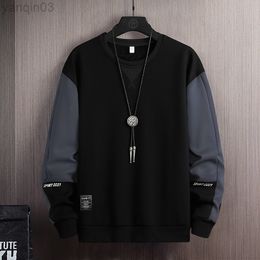 2022 Solid Color Black White Patchwork Sweatshirt Men Hoodies Spring Autumn Hoody Casual Streetwear Clothing L220801