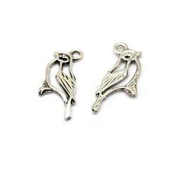Hollow bird Charms Pendants 100Pcs/lot 11x26.5mm Antique Silver Fashion Jewelry DIY Fit Bracelets Necklace Earrings A-245