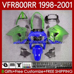 OEM Bodywork For HONDA VFR800RR Interceptor VFR 800RR 800 CC RR 1998-2001 128No.110 VFR-800 800CC VFR800R 1998 1999 2000 2001 Green blue VFR800 RR 98 99 00 01 Fairing