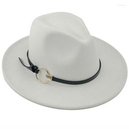 Wide Brim Hats Simple Wool Women Outback Fedora Hat For Winter Autumn ElegantLady Floppy Cloche Jazz Caps Size 56-60CMWide Pros22