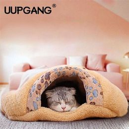 Pet Products Warm Soft Flannels Cat House Mats Sleeping Bag Lovely Hamburger Puppy Cushion Rabbit Bed Dog Kennel 220323