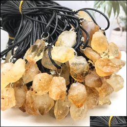 Charms Jewelry Findings Components Bk Natural Yellow Crystal Stone Amethyst Irregar Shape Pendants For Necklace E Dhols
