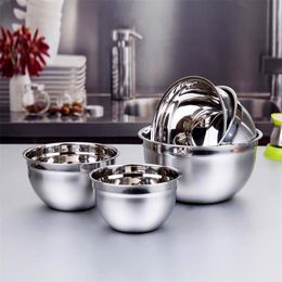 6Pcs/Set Stainless Stee Mixing Bowls Metal Non Slip Nesting Whisking Bowls Set Mixing Bowls For Salad Cooking Baking Kitchen 220408