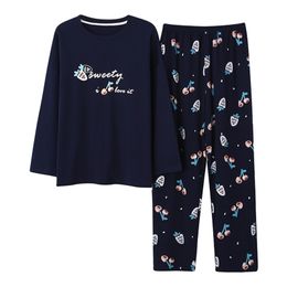 Large Size M-5XL Women Pajamas Sets Soft Nightwear Autumn Winter Long Sleeve Pyjamas Cartoon Print Sleepwear Female Pijamas Muje 220321