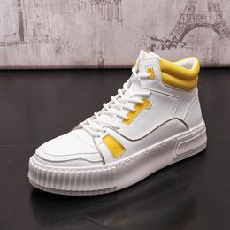 British Designers Dress Wedding Party Shoes Fashion White vulcanized Breathable Casual sneakers High Top Ligh Round Toe Thick Bottom Driving Walking Boots