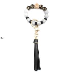 Party Favor Letter Silicone Bead Bracelets Tassel Key Chain Pendant Women's Jewelry Bag Accessories Mother's Day Gift ZZB14671