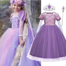 Girl's Dresses Girls Cosplay Dress Up Children Halloween Tangled Fancy Princess Costume Kids Birthday Carnival Disguise Clothes 4 6 7 8 10 Y