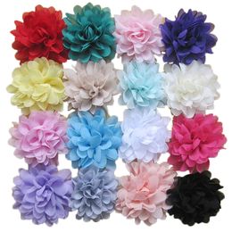 Chiffon Flowers For Kids Girls Blossom Hair Accessoreis Wedding Decoration Flower No Hairs Barrette Boutique Head Wrap DIY Accessory YF0048