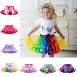 Colourful Children tutu skirt with lining princess skirt mesh Rainbow skirts for girlsZC1162