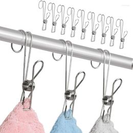 Hooks & Rails Stainless Steel Clip Holder Kitchen Storage Rack Bathroom Towel Clothes Socks Organiser Household Universal HookHooks