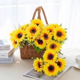 Decorative Flowers & Wreaths Head Artificial Silk Sunflower Scrapbook Mother's Day Gifts Wedding Christmas Decoration Vase For Home Outd