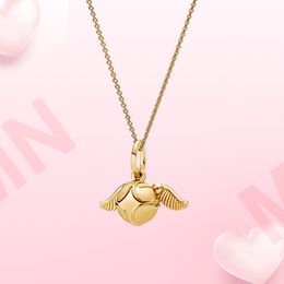 925 Sterling Silver Necklace Golden Snitch Pendant Charm Necklace Womens Heart Original Fit Pandora Necklace Jewelry Making DIY Gift