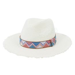 Simple Solid Colour Summer Women's Sun Hat Wide Side Tassel Fashion Straw Beach Hat Seaside Holiday Jazz Cap