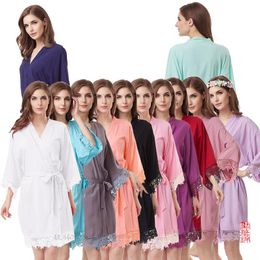 Women's Sleepwear Cotton Kimono Robe Lace Bridesmaid Robes Bridal Party Women Pajamas A300AWomen's