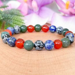 MG1496 Strand Virgo Zodiac Gemstone Bracelet Moss Agate Carnelian Lapis Lazuli Snowflake Obsidian Healing Crystals Jewelry Virgo Gif