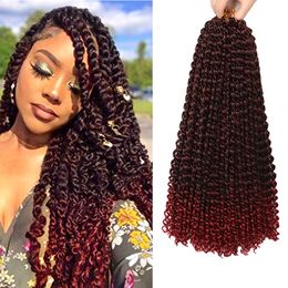 Passion Twist Hair Water Wave Crochet Hair for Black Women, 18 inch Long Bohemian Braiding Hair Faux Locs, Butterfly Style Crochet Braids Hair Extensions LS06