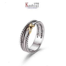 Rings Band Rings Rings Dy Twisted Twocolor Cross Ring Women Fashion Platinum Plated Black Thai Silver Hot Selling Jewelry M230404