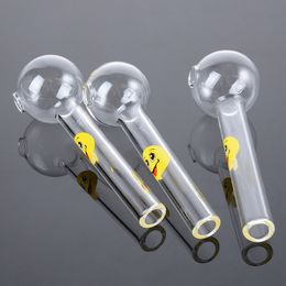 4 Inch Mini Smoking Pipe Smile Logo Hand Pipes Thck Pyrex Glass Oil Burner Pipes Spoon Tobacco Tool Small Dab Rigs