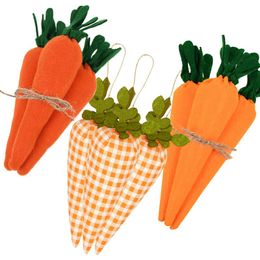 Party Decoration 3/1pcs Nov Woven Easter Carrots Ornaments For Home Decor DIY Decorations Kids Crafts Gifts SuppliesParty