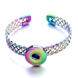 Electroplated 18mm snap button Hollow out open Bracelet snaps buttons Bracelets Jewellery for women men