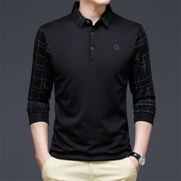 Ymwmhu Fashion Solid Polo Shirt Men Korean Fashion Clothing Long Sleeve Casual Fit Slim Man Polo Shirt Button Collar Tops 220708