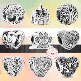 925 bracelet charms for Pandora charm set Original box Family Tree Heart Mom Paw Print Shiny European Bead necklace charms jewelry