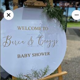 Welcome To Baby Shower Sign Vinyl Wall Board Sticker Parties Custom Kids Name Wall Art Decals Personalised Home Decoration 220621