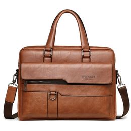 Men Briefcase Bag High QUAlity Business brand PU Leather Shoulder Messenger Bags Office Handbag 14 inch Laptop bag 220813