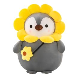 Sunflowers Penguin Plush Toy Soft Stuffed Animals Doll Kawaii Pillow Kid Birthday Gifts Furniture Ornament Anime Plushie LA399