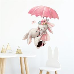 Cute Rabbit Series Wall Sticker For Kids Baby Room Home Decoration Wallpaper Living Room Bedroom Removable Mural Bunny Stickers 220727