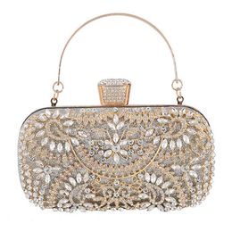 Popular Luxury Diamond Rhintone Pearls Beaded Wedding Banquet Hand Bag Clutch Purse Ladi Bridal Evening Bag