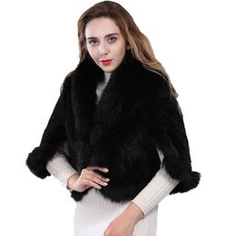 Import Mink Fur Cape Real Fox Collar Wraps with Sleeves Brown Black