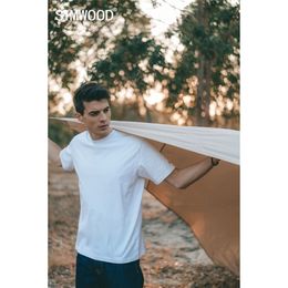 Summer 250g 100% Cotton Fabric T-shirt Men High Quality Solid Color Drop Sleeve Loose Tshirts Oversize Tops 220408