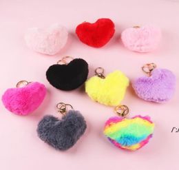 Party Favour Fashion Love Plush Pendant Heart Key Chain Keychain Cute Stuffed Plush Car Accessories Bag Ball Toy Gifts JLF14405