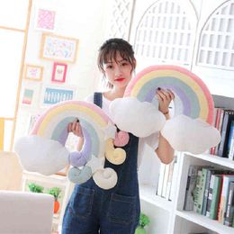 Cute Rainbow Meteor Cloud Star Plush Pillow Stuffed Soft Cuddle Creative Kawaii Room Decor Kids Baby Birthday Gift J220704