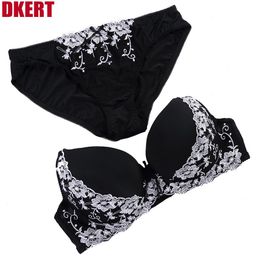 back bra strap converter UK - Bcd Cup Big Size Good Quality Women Bra Set Push Up Lace Brief Sets Sexy Brassiere Embroidered Underwear K5566