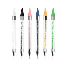 Dual-ended Nail Dotting Pen Crystal Beads Handle Rhinestone Studs Picker Wax Pencil Manicure Glitter Powder Nail Art