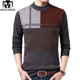 MIACAWOR Winter Warm Wool Sweater For Men Patchwork Pullover Men Knitted Jumper Sweater O-Neck Sueter Hombre Men Clothing Y286 201126