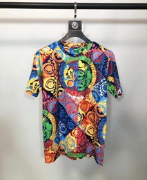 Men's T-shirts 2022 Colourful Floral Print Men Clothing Royal Style Baroque Brand Short Sleeve O Neck Mens Casual Hip Hop Tops