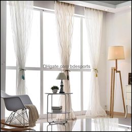 Curtain Drapes Home Deco El Supplies Garden New Europe Style Fashion Design Printed Striped Tle Fabrics For Bedroom Window Sheer Curtains
