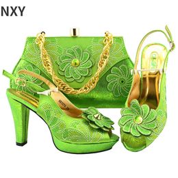 Evening Bag Newest Fashion Ladies Shoes and s to Match Lemon Color African Set Italian Design Wedding Summer 220615