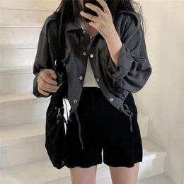 Women's Jackets 2022 Autumn Short Coat Outerwear Cute Sweet Preppy Korea Japan Style Retro Vintage Women Crop Single Breasted